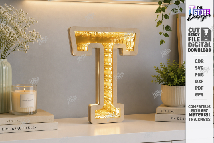 Infinity Mirror Letter Laser Cut | Night Light | Home Decor