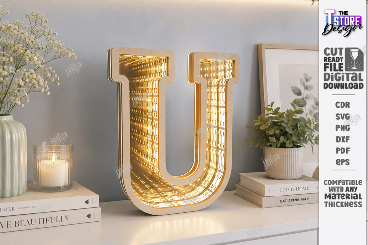 Infinity Mirror Letter Laser Cut | Night Light | Home Decor