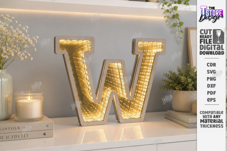 Infinity Mirror Letter Laser Cut | Night Light | Home Decor