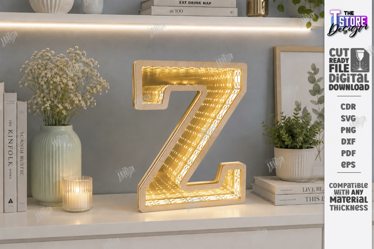 Infinity Mirror Letter Laser Cut | Night Light | Home Decor