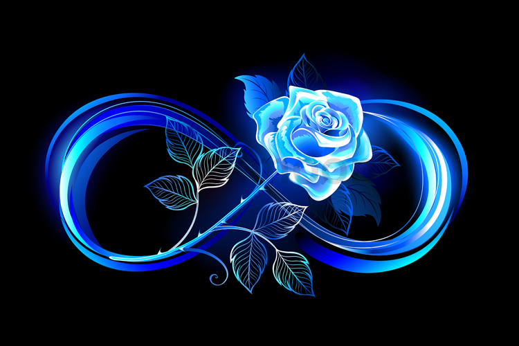 Infinity with blue rose