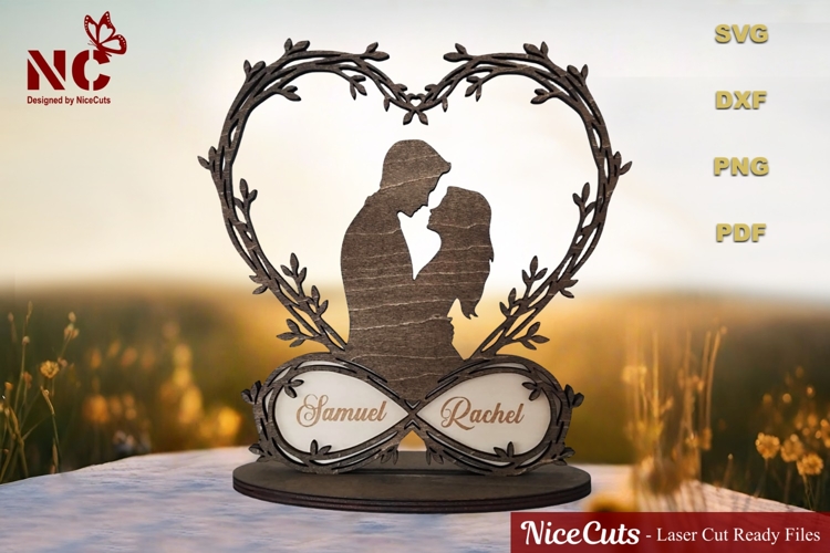 Romantic Couple in Heart Wreath Infinity - Laser Cut Files