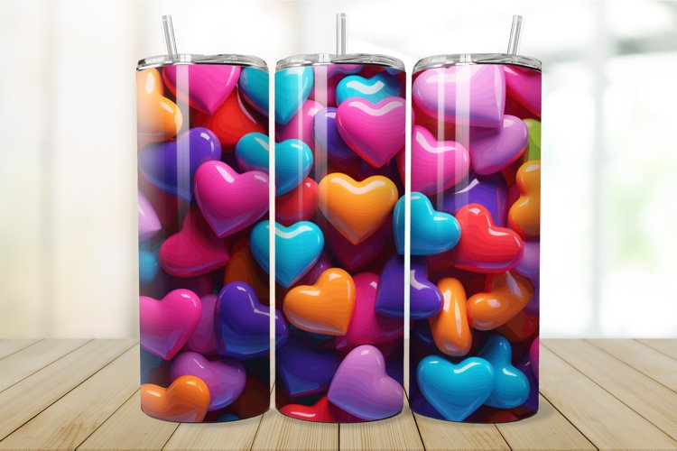 3D Inflated Hearts 20/30oz Skinny Tumbler