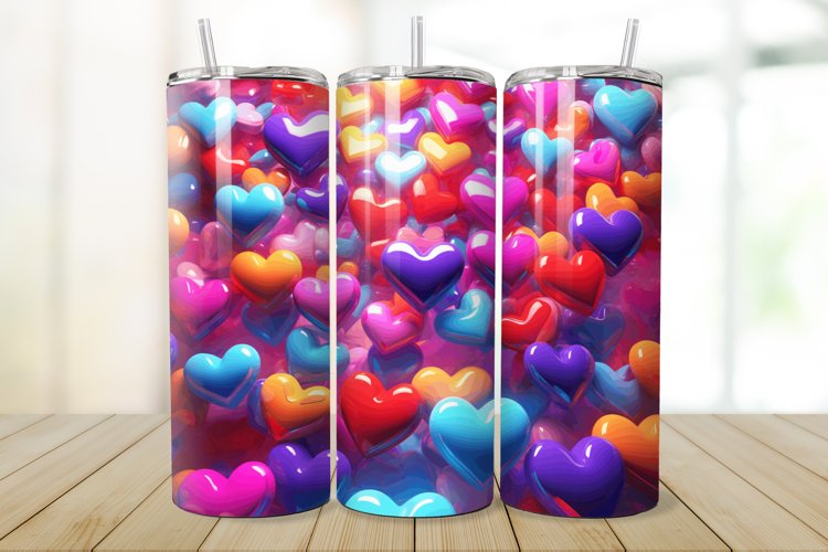 3D Inflated Hearts 20/30oz Skinny Tumbler