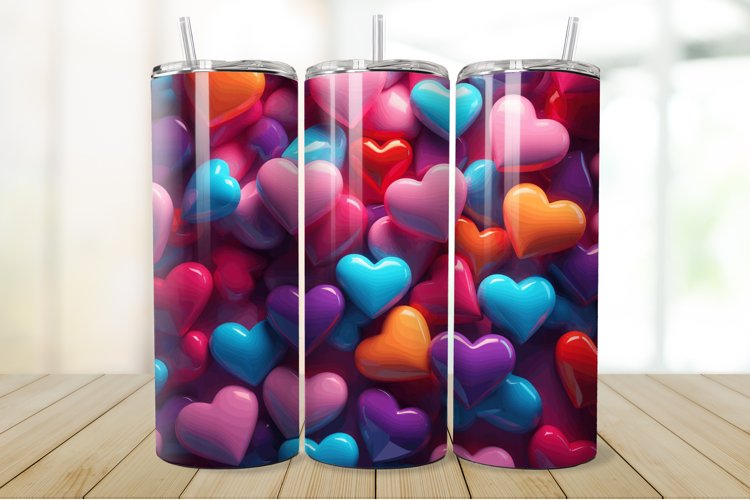 3D Inflated Hearts 20/30oz Skinny Tumbler example image 1