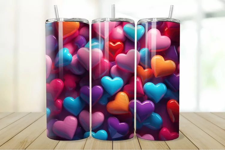 3D Inflated Hearts 20/30oz Skinny Tumbler