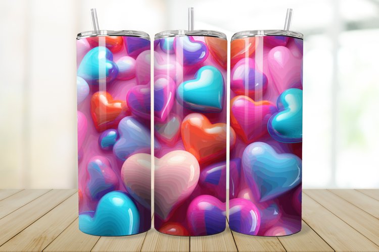 3D Inflated Hearts 20/30oz Skinny Tumbler