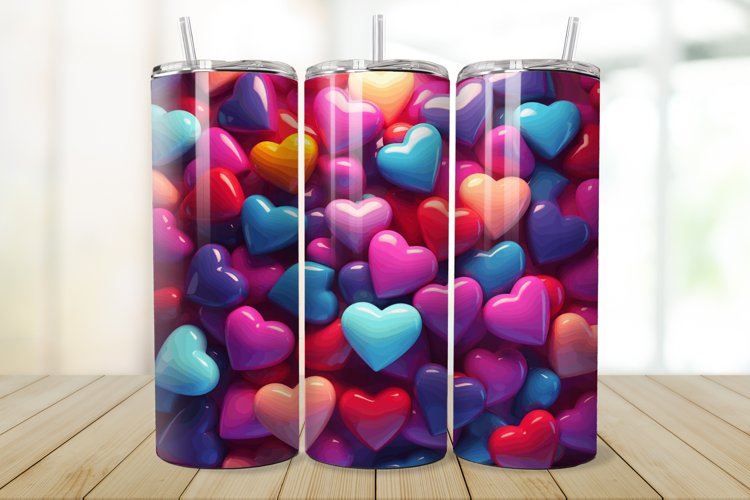 3D Inflated Hearts 20/30oz Skinny Tumbler