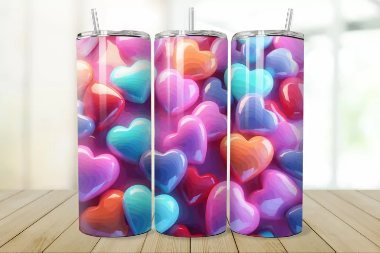 3D Inflated Hearts 20/30oz Skinny Tumbler