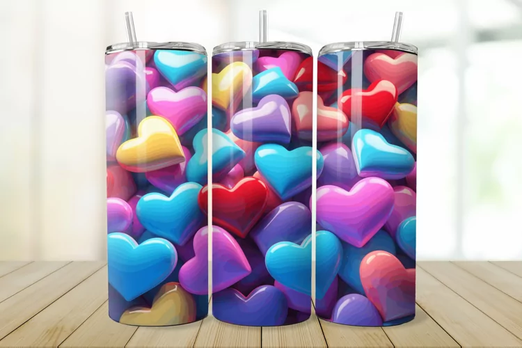 3D Inflated Hearts 20/30oz Skinny Tumbler
