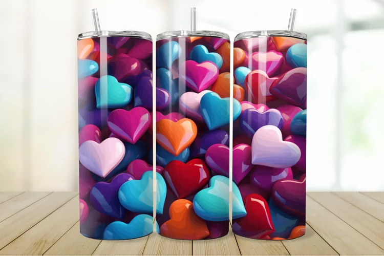 3D Inflated Hearts 20/30oz Skinny Tumbler