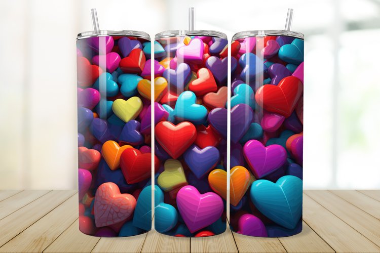 3D Inflated Hearts 20/30oz Skinny Tumbler