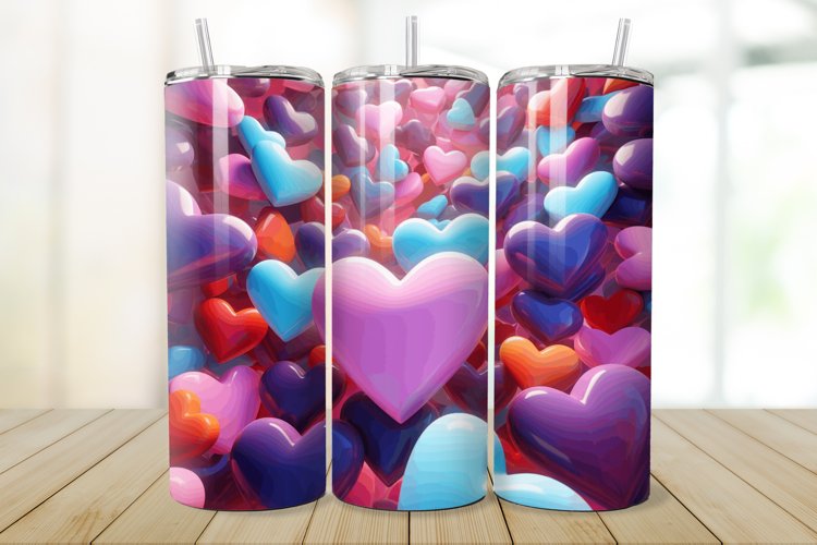 3D Inflated Hearts 20/30oz Skinny Tumbler