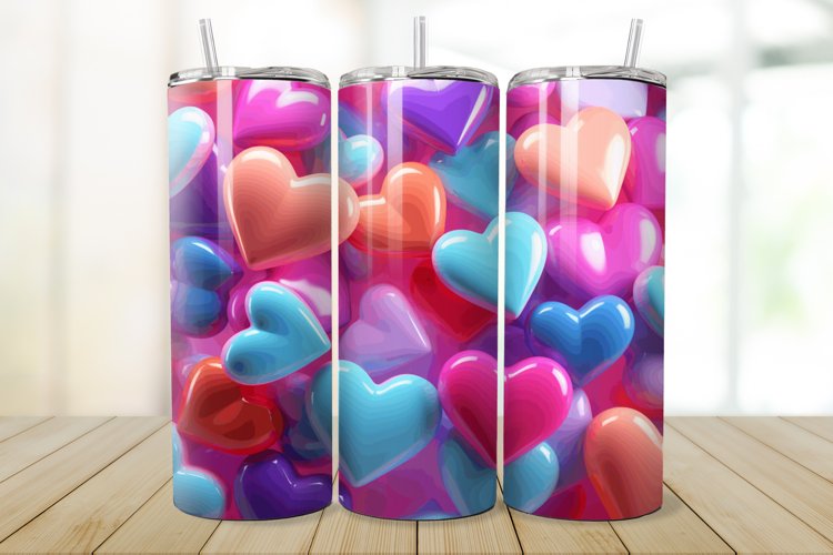 3D Inflated Hearts 20/30oz Skinny Tumbler