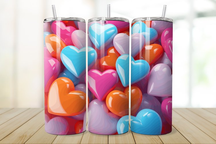 3D Inflated Hearts 20/30oz Skinny Tumbler