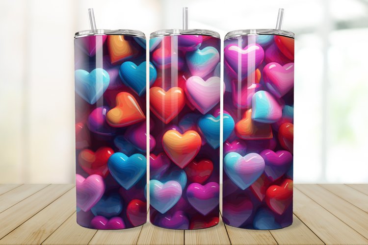 3D Inflated Hearts 20/30oz Skinny Tumbler