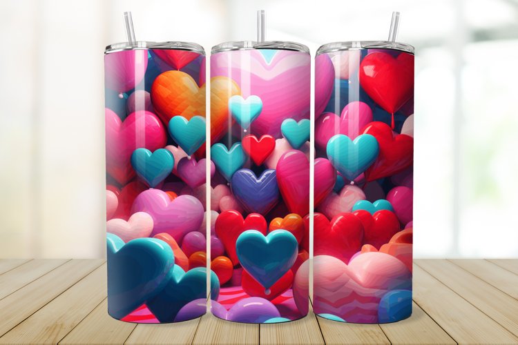 3D Inflated Hearts 20/30oz Skinny Tumbler