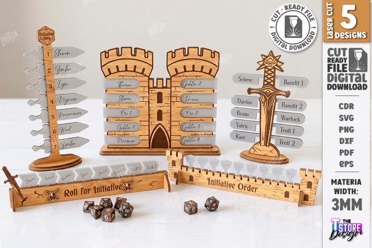 RPG Initiative Trackers Laser Cut Bundle | Game Master | CNC example image 1