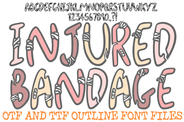 Injured Bandage Hospital Font Cartoon Typography Lettering