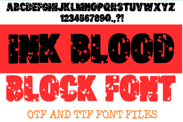 Ink Blood Block Lettering ABC Splatter Font Typeface OTF