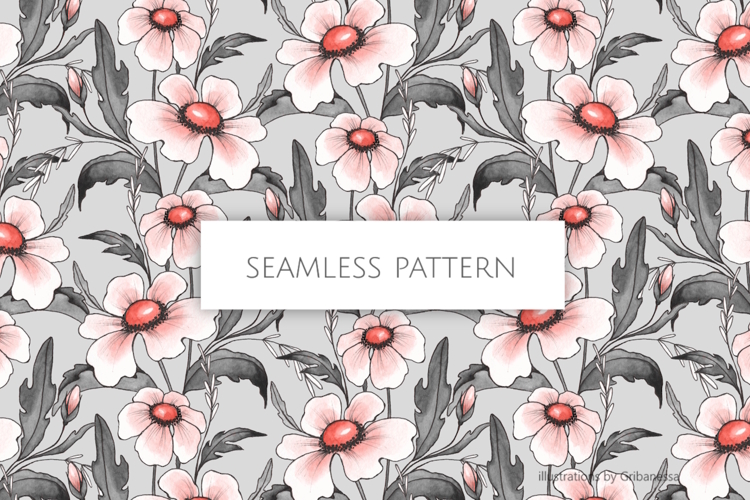 Ink Floral Seamless Pattern