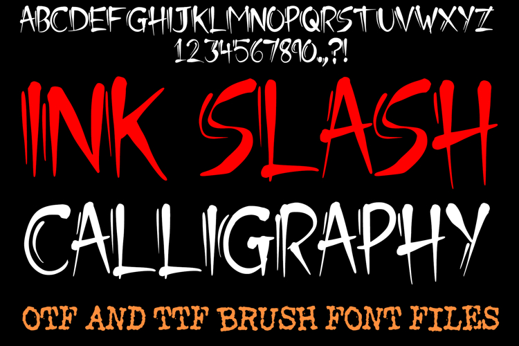 Ink Slash Calligraphy Brush Lettering ABC Font Typography