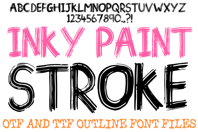 Inky Paint Stroke Bold Font Letters Alphabet ABC Text Grunge