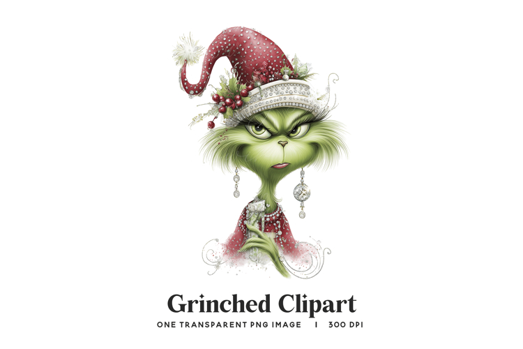 Grinch Woman Portrait Clipart PNG