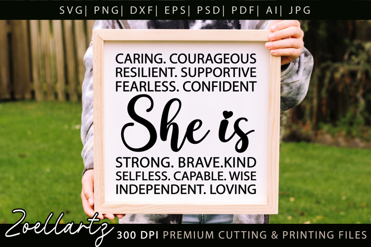 Women Empowerment SVG She Is Strong Fearless Brave Kind SVG