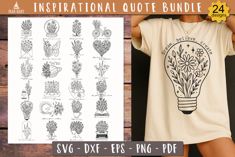 Inspirational Floral Quote Motivational Bundle