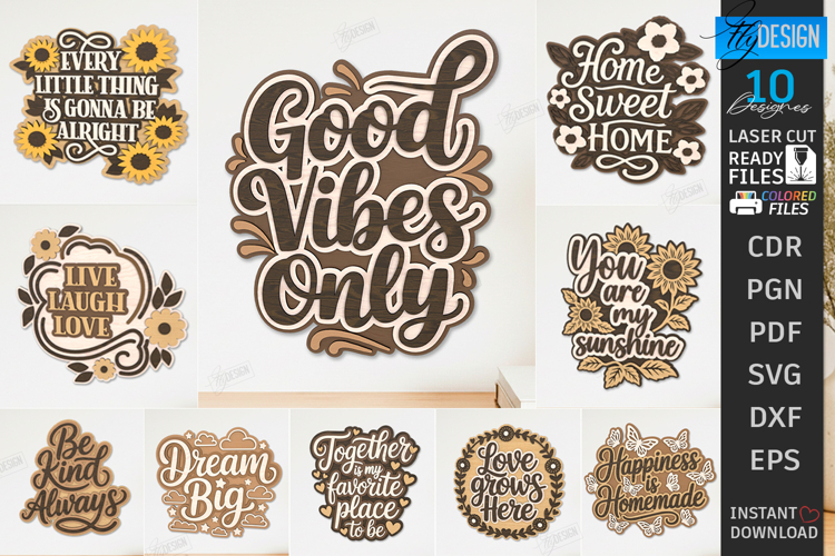 Inspirational Quotes Decor Laser Cut Bubdle | Wall Art SVG