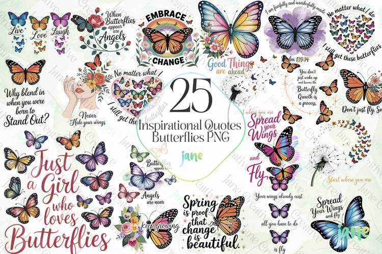 Inspirational Quotes Butterflies PNG