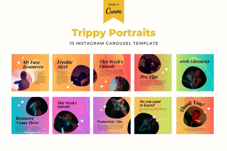 Trippy Portraits Instagram Carousel Post For Canva