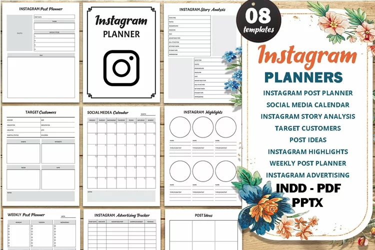 Instagram planner, social media organizer printable