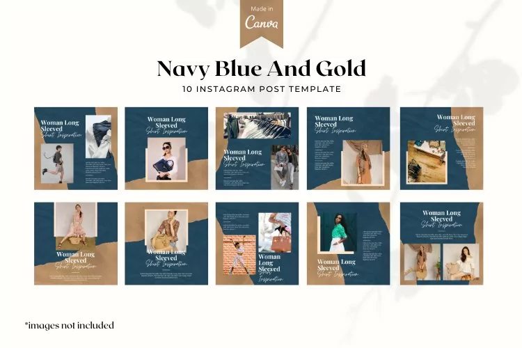 Navy Blue and Gold Instagram Post, Canva Templates