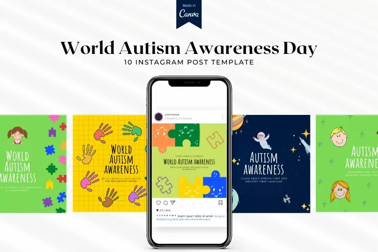 world autism awareness day instagram post, Canva Templates
