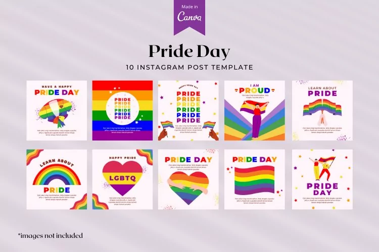 Pride Day Instagram Post, Canva Templates