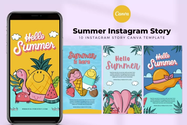 Summer Hand Drawn Instagram Story Canva Template