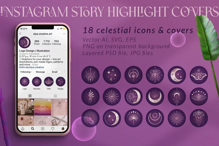 18 Handmade Celestial Instagram Story Highlight Covers Icons