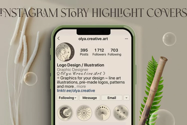 Handmade Celestial Instagram Story Highlight Covers, Icons.