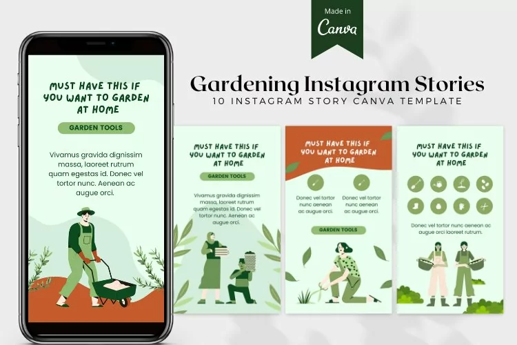 Gardening Instagram Stories Canva Template
