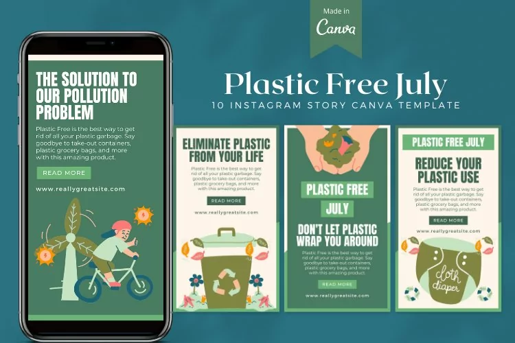 Plastic Free July Instagram Story Canva Template