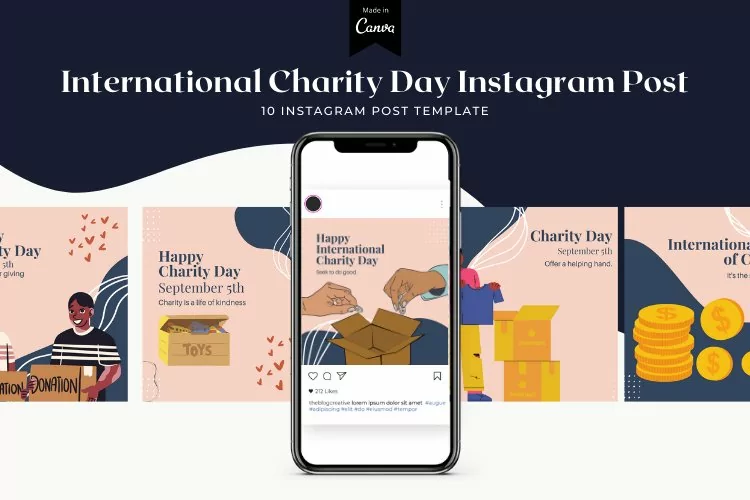 International Day of Charity Instagram Post Canva Template