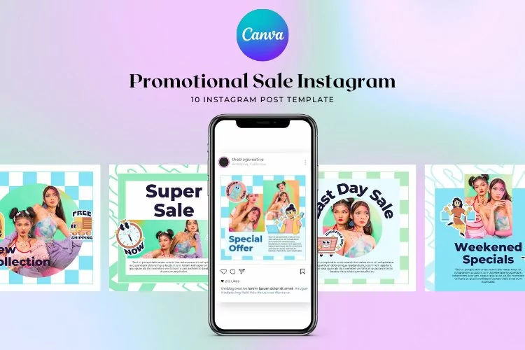 Trendy Sticker Promotional Sale Instagram Canva Template