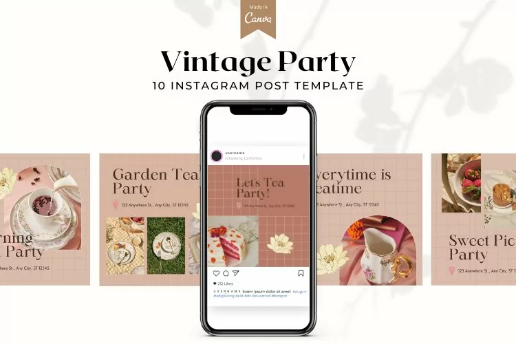 Vintage Party Instagram Canva Template