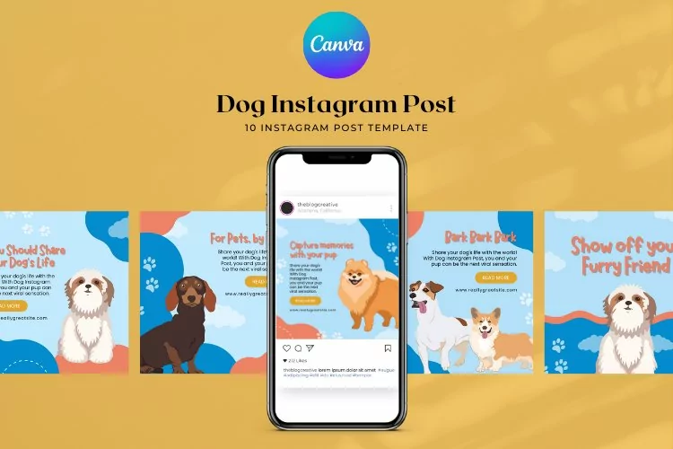 Dog Instagram Post Canva Template