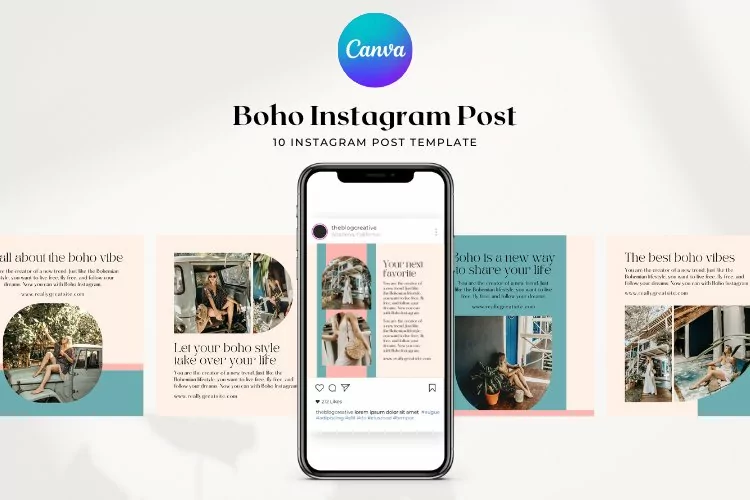 Boho Instagram Post Canva Template