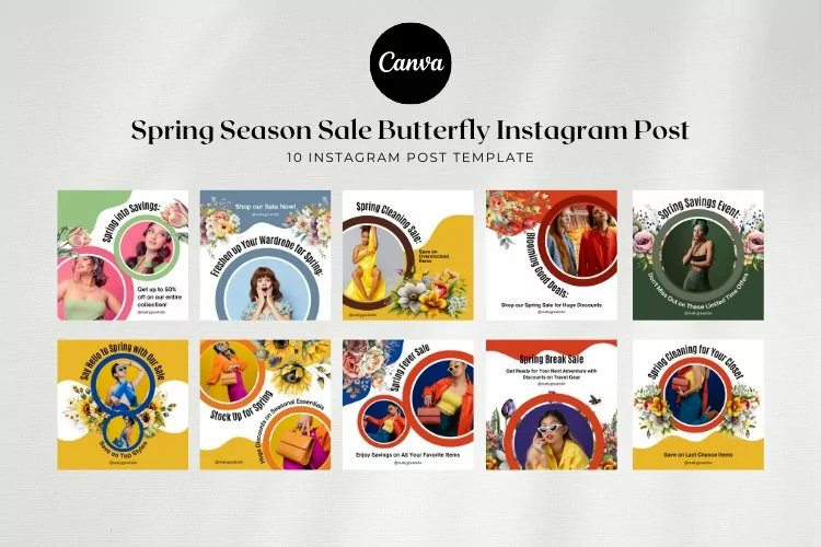 Spring Season Sale Butterfly Instagram Post Canva Template
