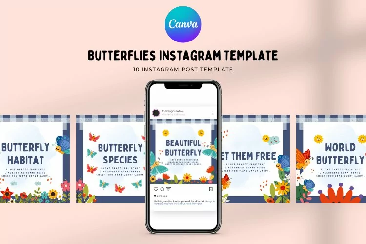 Butterflies Instagram Canva Template