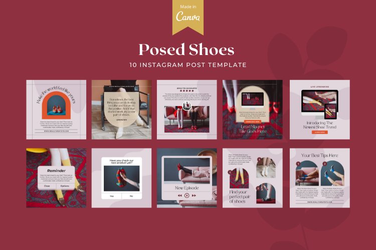 Posed Shoes Instagram Canva Templates example image 1